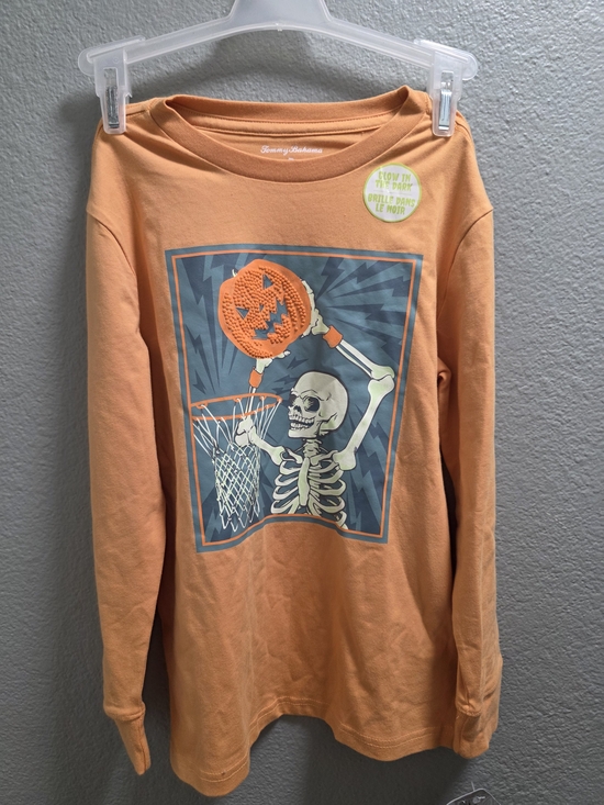 Tommy Bahama Other - Tommy Bahama Orange Long Sleeve Tee with Skeleton Basketball Graphic Glows